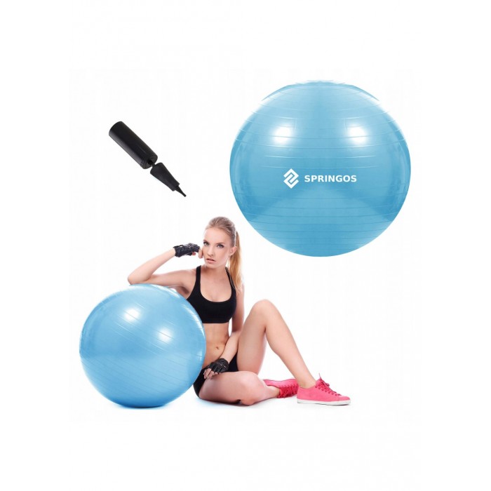 Мяч для фитнеса (фитбол) Springos 55 см Anti-Burst FB0006 Sky Blue