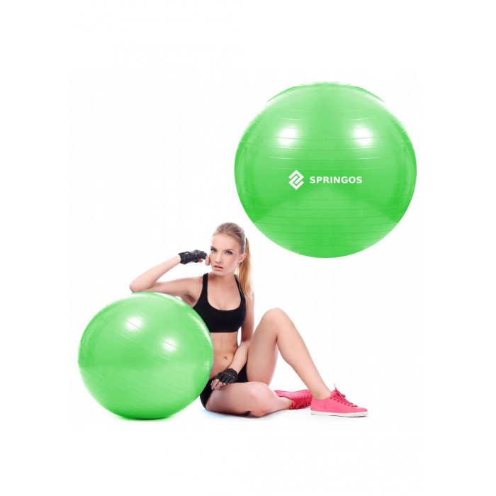 Мяч для фитнеса (фитбол) Springos 65 см Anti-Burst FB0007 Green