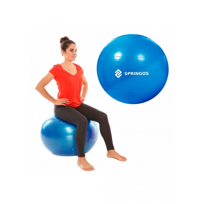 М'яч для фітнесу (фітбол) Springos 85 см Anti-Burst FB0009 Blue