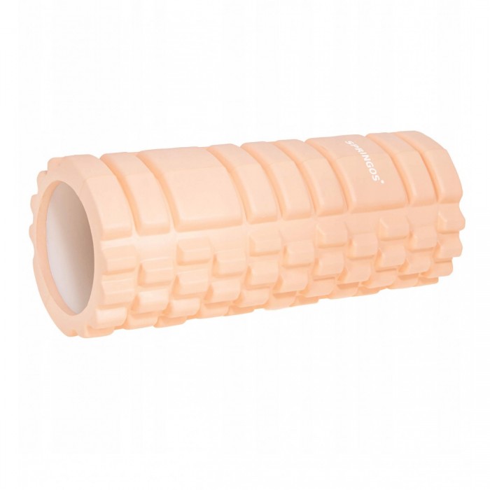 Массажный валик (ролик) для спины, фитнеса 33 см Springos FR0021 Light Orange рельефный