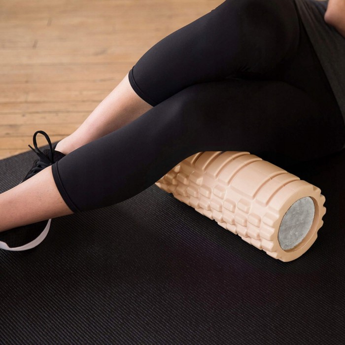 Массажный валик (ролик) для спины, фитнеса 33 см Springos FR0021 Light Orange рельефный