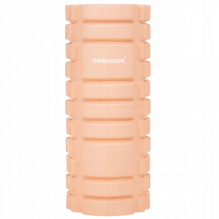 Массажный валик (ролик) для спины, фитнеса 33 см Springos FR0021 Light Orange рельефный