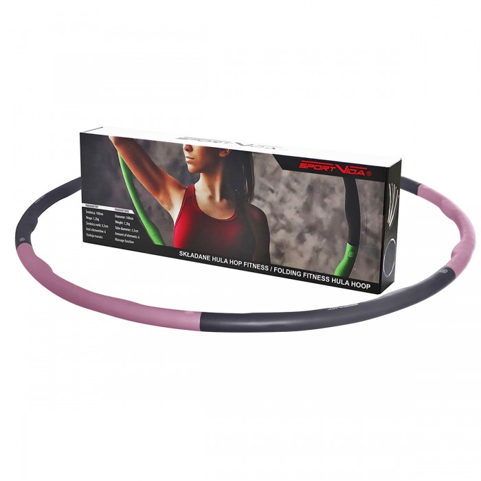 Хулахуп обруч массажный Hula Hoop SportVida 100 см 1.2 кг SV-HK0338 Grey/Pink