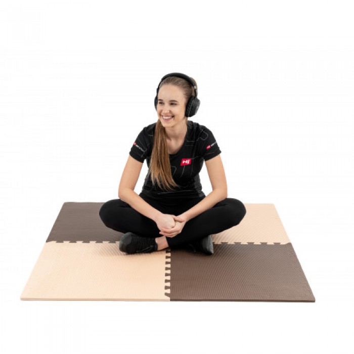 Мат-пазл Hop-Sport EVA 1cm HS-A010PM - 4 частин бежево-коричневий