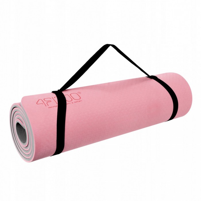 Килимок (мат) спортивний 4FIZJO TPE 180 x 60 x 1 см для йоги та фітнесу Pink/Grey (P-5907739311900)