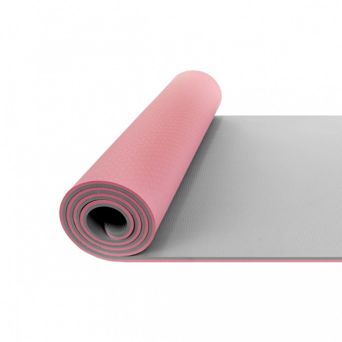 Килимок (мат) спортивний 4FIZJO TPE 180 x 60 x 1 см для йоги та фітнесу Pink/Grey (P-5907739311900)