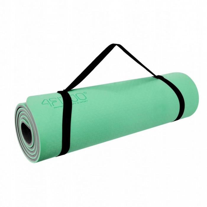 Килимок (мат) спортивний 4FIZJO TPE 180 x 60 x 1 см для йоги та фітнесу Mint/Grey (P-5907739311917)