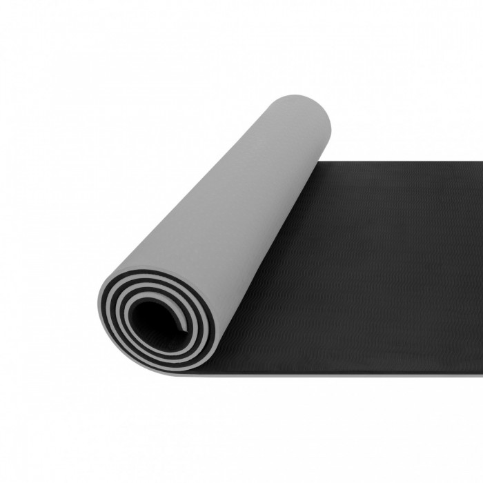 Килимок (мат) спортивний 4FIZJO TPE 180 x 60 x 1 см для йоги та фітнесу Grey/Black (P-5907739311931)