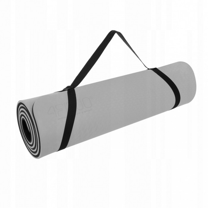 Килимок (мат) спортивний 4FIZJO TPE 180 x 60 x 1 см для йоги та фітнесу Grey/Black (P-5907739311931)