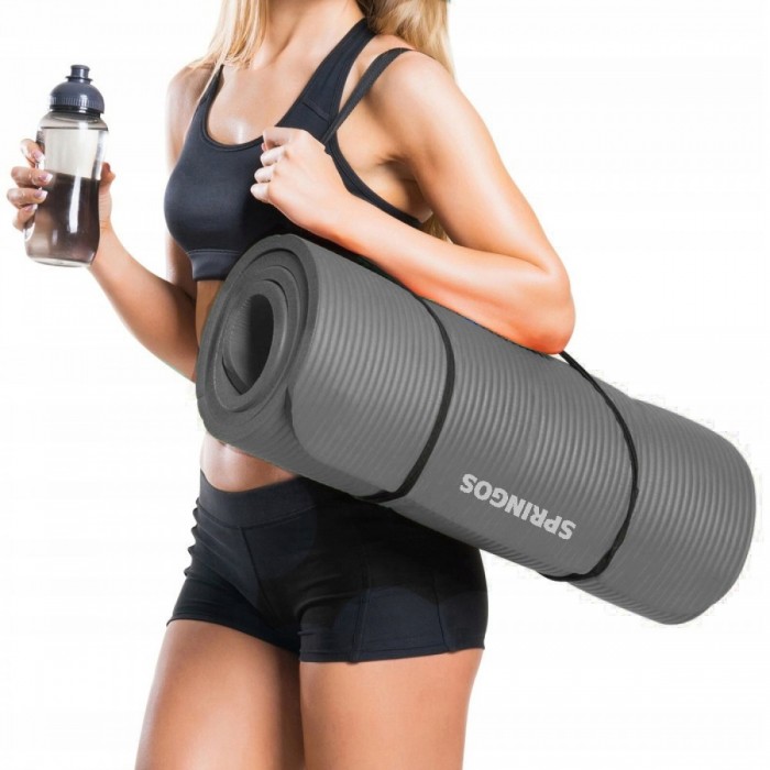 Килимок (мат) для фітнесу Springos NBR 1.5 см YG0001 Grey