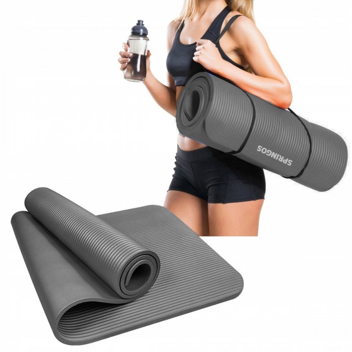 Килимок (мат) для фітнесу Springos NBR 1.5 см YG0001 Grey