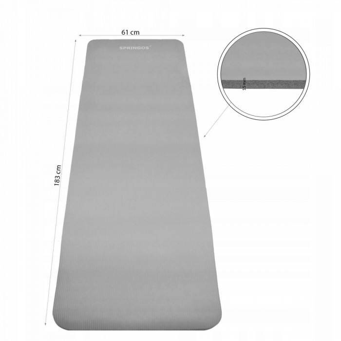 Килимок (мат) для фітнесу Springos NBR 1.5 см YG0041 Light Grey