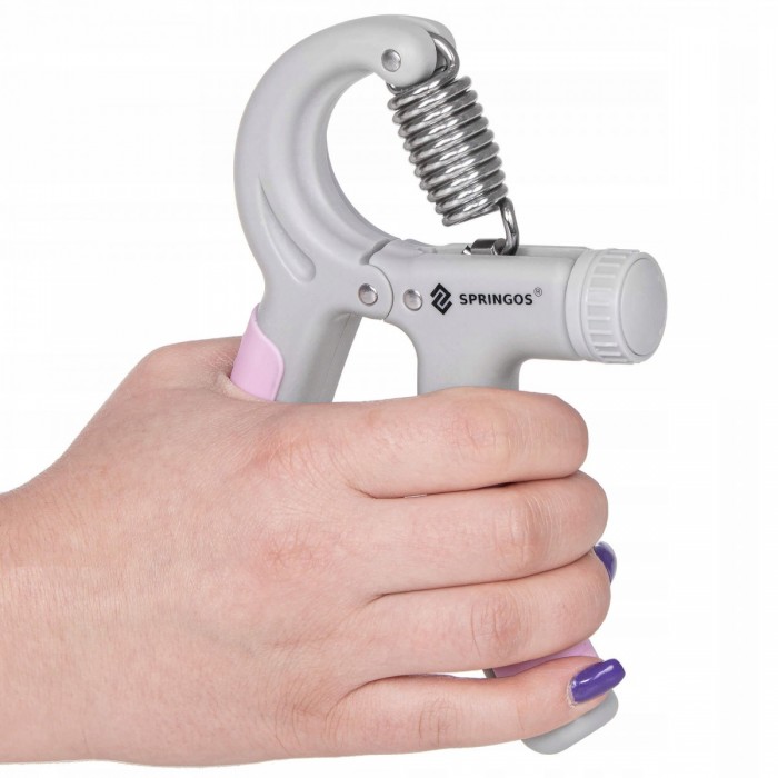 Еспандер кистьовий пружинний з регульованим навантаженням Springos 20-50 кг FA0200 Grey / Pink