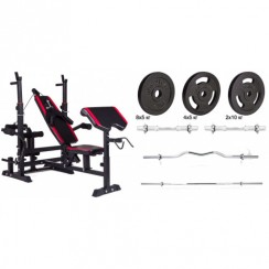 Набір Hop-Sport Strong штанги і гантелі з млинцями 82 кг з лавою HS-1075 + пульт (парта)