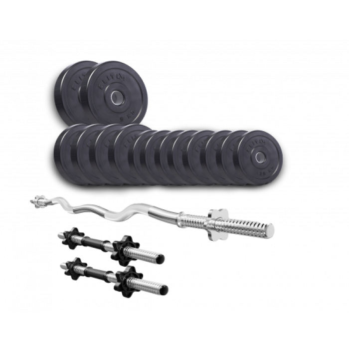 Набір Elitum TITAN штанга і гантелі з млинцями 38 кг з W- або Z-образним грифом