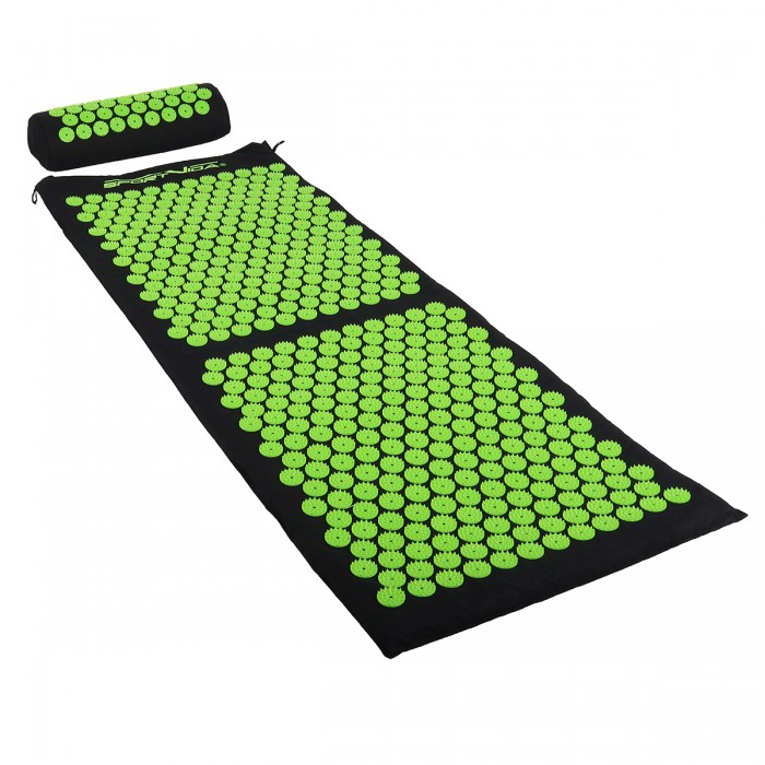 Коврик акупунктурный с валиком SportVida Аппликатор Кузнецова 130 x 50 см SV-HK0353 Black/Green