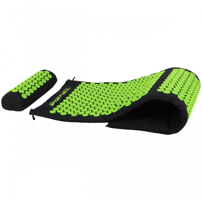 Коврик акупунктурный с валиком SportVida Аппликатор Кузнецова 130 x 50 см SV-HK0353 Black/Green