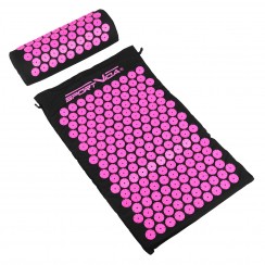 Коврик акупунктурный с валиком SportVida Аппликатор Кузнецова 66 x 40 см SV-HK0352 Black/Pink