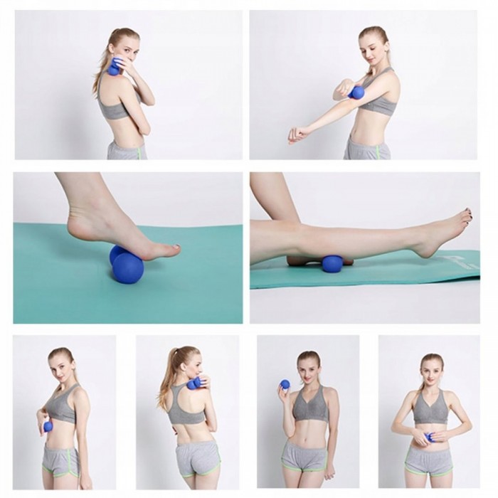 Массажный мяч двойной Springos Lacrosse Double Ball 6 x 12 см FA0024 синий