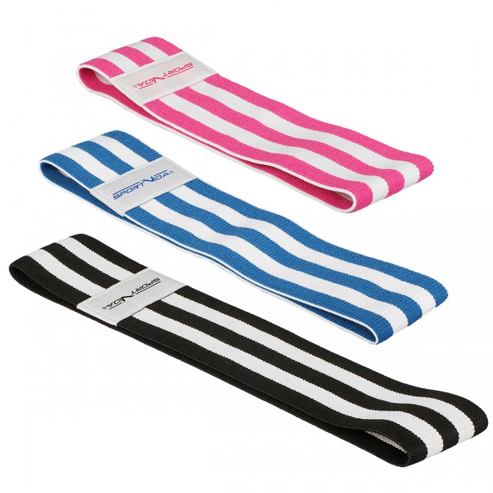Набор тканевых резинок для фитнеса SportVida Hip Band 3 штуки SV-HK0364