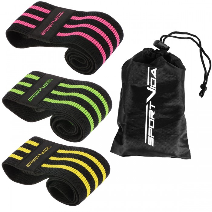 Набор тканевых резинок для фитнеса SportVida Hip Band 3 штуки SV-HK0365