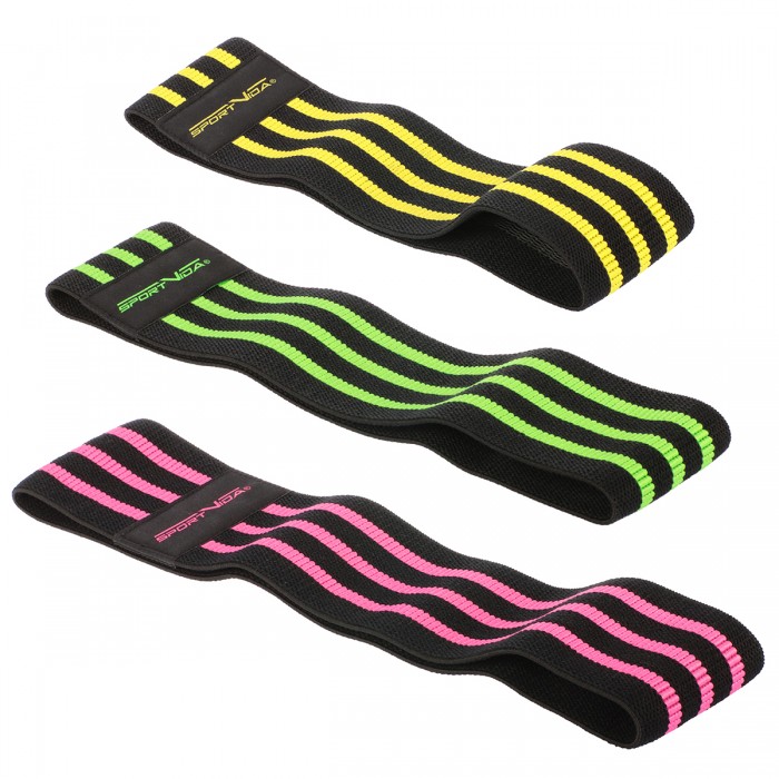 Набор тканевых резинок для фитнеса SportVida Hip Band 3 штуки SV-HK0365
