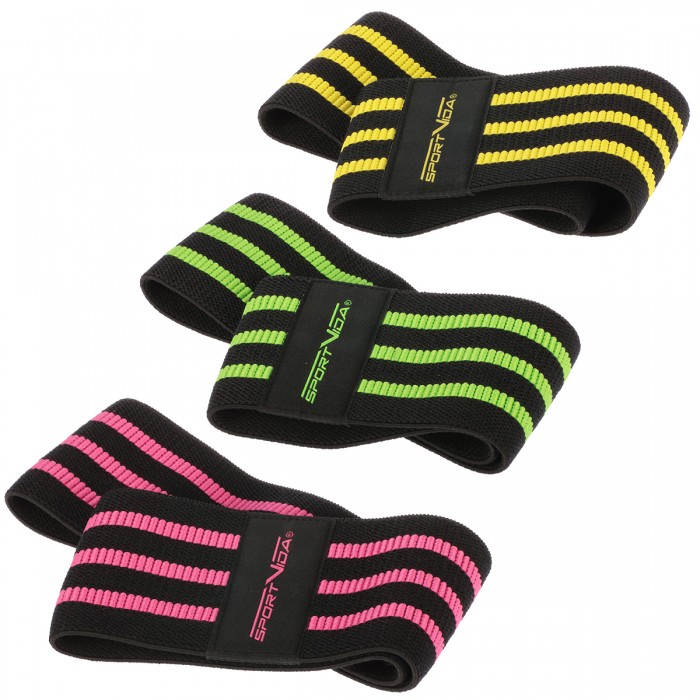 Набор тканевых резинок для фитнеса SportVida Hip Band 3 штуки SV-HK0365