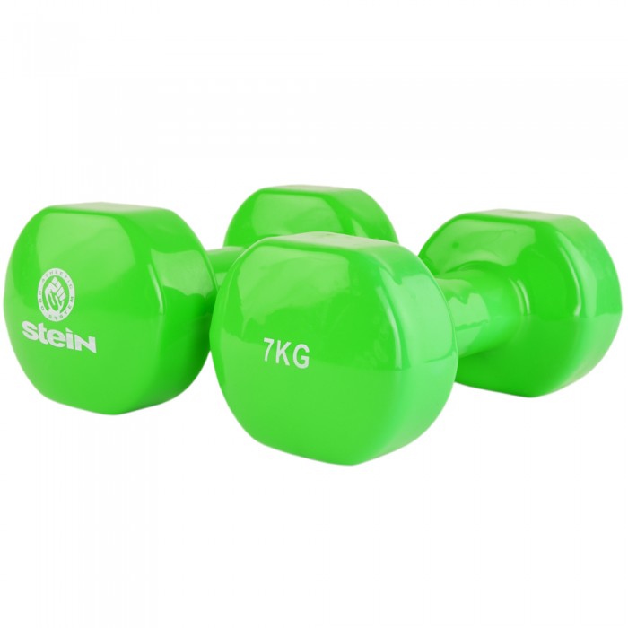 Гантель для фитнеса 7 кг 1шт виниловая Stein зелёная