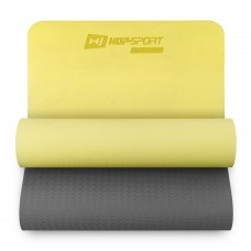 Коврик для йоги и фитнеса Hop-Sport TPE 0,6 см HS-T006GM желто-серый