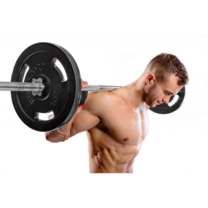 Набір Hop-Sport Strong 39 кг штанга з млинцями з прямим грифом