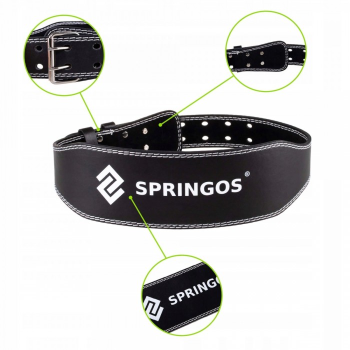 Пояс для тяжелой атлетики и пауэрлифтинга Springos FA0119 M Black