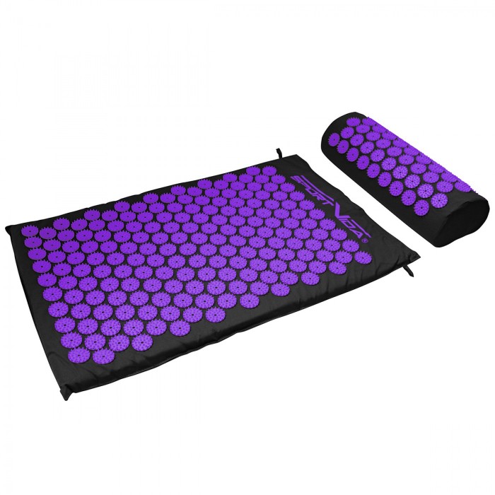 Коврик акупунктурный с валиком SportVida Аппликатор Кузнецова 66 x 40 см SV-HK0408 Black/Violet