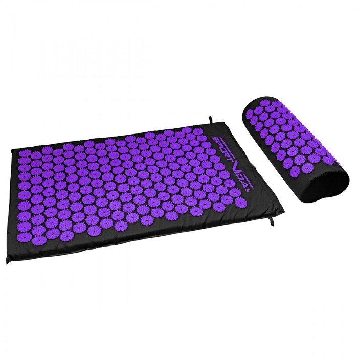 Коврик акупунктурный с валиком SportVida Аппликатор Кузнецова 66 x 40 см SV-HK0408 Black/Violet