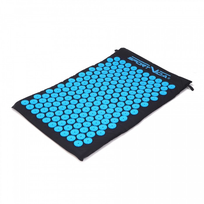 Коврик акупунктурный с валиком SportVida Аппликатор Кузнецова 66 x 40 см SV-HK0407 Black/Blue