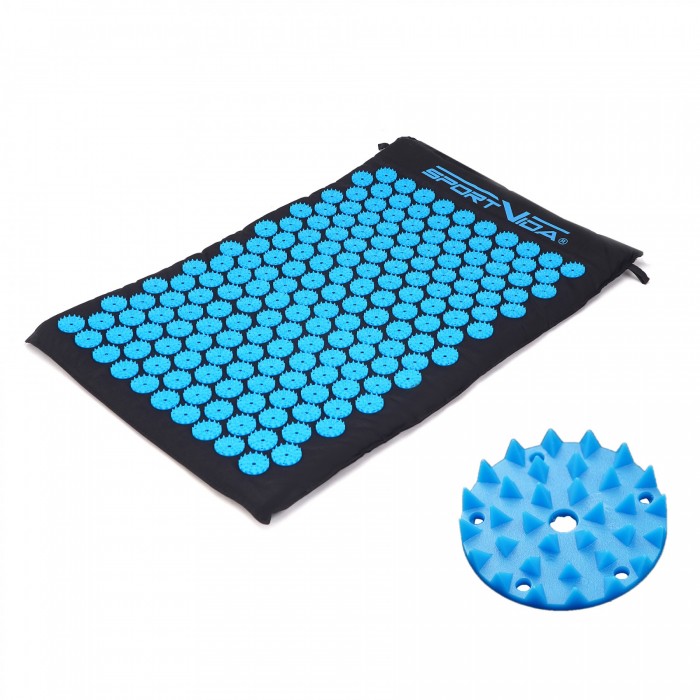 Коврик акупунктурный с валиком SportVida Аппликатор Кузнецова 66 x 40 см SV-HK0407 Black/Blue