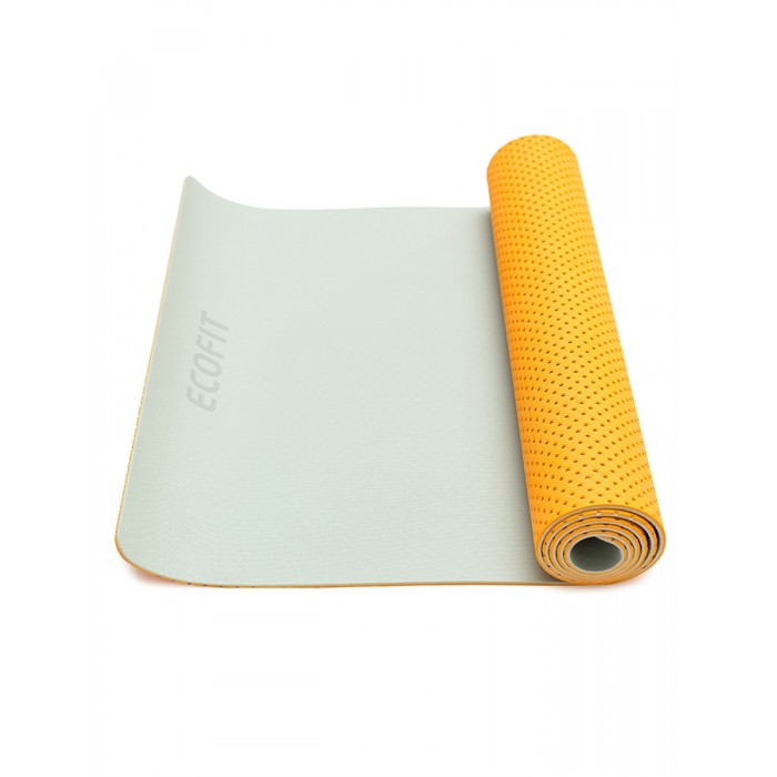 Килимок для йоги та фітнесу Ecofit MD9032 двошаровий перфорований TPE 1830*610*6мм оранжево-сірий