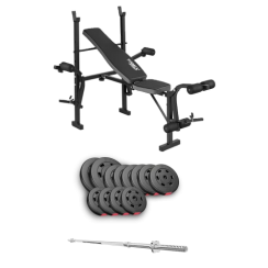 Набір Hop-Sport Premium 69 кг з лавою TX-055 та штангою