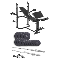 Набір Elitum Titan 54 кг з лавою ТХ-020, штангами та гантелями.