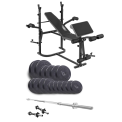 Набор Elitum Titan 68 кг со скамьей ТХ-020, штангой и гантелями