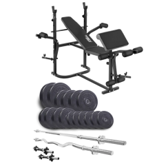 Набір Elitum Titan 74 кг з лавою ТХ-020, штангами та гантелями.