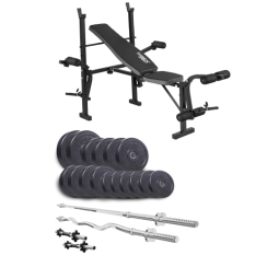 Набір Elitum Titan 74 кг з лавою ТХ-055, штангами та гантелями.
