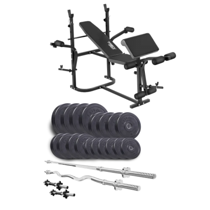 Набір Elitum Titan 94 кг з лавою ТХ-020, штангами та гантелями.