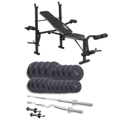 Набір Elitum Titan 94 кг з лавою ТХ-055, штангами та гантелями.