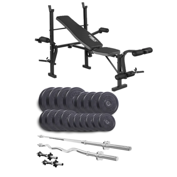Набір Elitum Titan 94 кг з лавою ТХ-055, штангами та гантелями.
