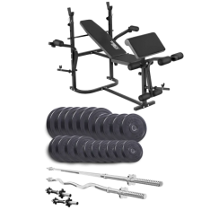 Набір Elitum Titan 114 кг з лавою ТХ-020, штангами та гантелями.