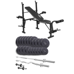 Набір Elitum Titan 114 кг з лавою ТХ-055, штангами та гантелями.