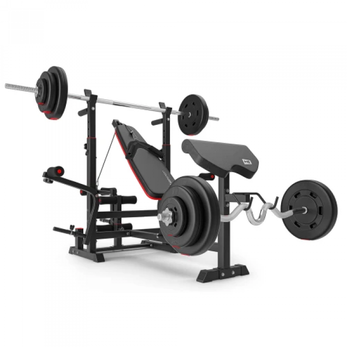 Набір Hop-Sport Premium 105 кг з лавою HS-1075 Pro, штангами та гантелями
