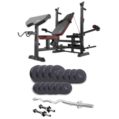 Набір Elitum Titan 45 кг з лавою HS-1075 Pro, штангою та гантелями