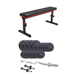 Набір Elitum Titan 45 кг з лавою HS-1025 Pro, штангою та гантелями
