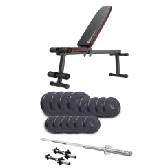 Набір Elitum Titan 48 кг з лавою HS-1010 Pro, штангою та гантелями